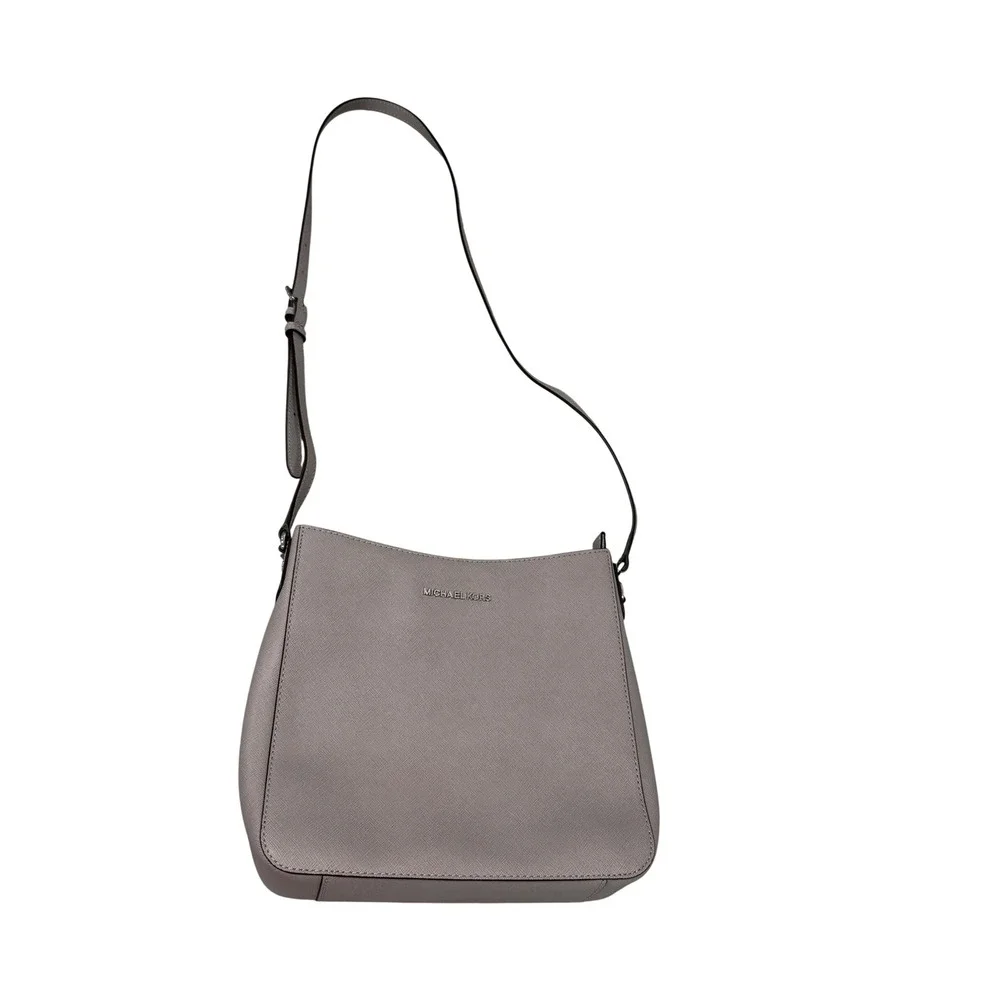 Michael Kors Jet Set Travel Medium Phone Crossbody Saffiano‎ Leather Grey Gray